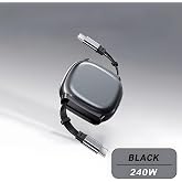 PDAteknoloji Retractable (Makaralı) Type-C To Type-C Hızlı Şarj ve Data Kablosu Siyah YK-K181