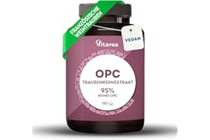‎VITAVEA OPC Traubenkernextrakt - Hochdosiert mit 95% reines OPC - Aus französischen Weintrauben - Laborgeprüft (HPLC-Methode), Vegan - 180 Tabletten - Vitavea