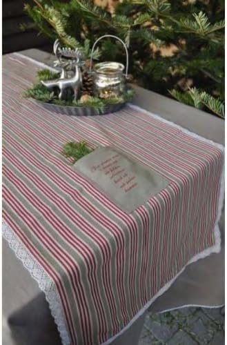 Maison Beige/Red Stripes Table Runner Table Runner 40 x 140 cm
