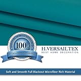 H.Versailtex Gardine blickdichte, Petrol VerdunkelungsGardine mit Kräuselband, Energiespar & Wärmeisolierend, 2 Stück 137 CM x 116 CM (H x B), 2er-Set - 4