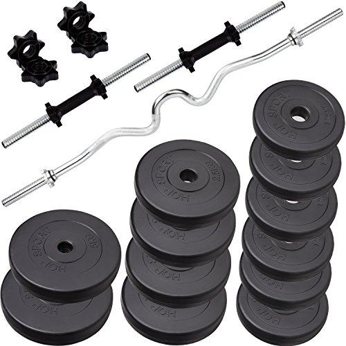 Hop-Sport KUNSTSTOFF Hantelset 34,5 kg Curl- & Kurzhantelstange