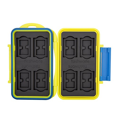 Flashwoife – patentierte Aufnahme – Turtle-SD8MSD16Y wasserdichte Speicherkarten Schutzbox in gelb für 8 Stück SDHC und 16 Stück MicroSD Cards Case - 3