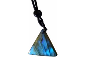 juexiyarticle Natürliche Labradorit Anhänger Halskette,Heilende Kristal Stein Anhänger mit Kordel