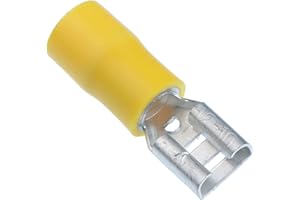 SWITCH ELECTRONICS 100 x Yellow 6.3mm Female Insulated Crimp Spade Connector 10-12 AWG Wire Cable Electrical