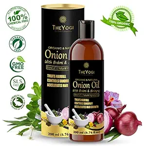 The Yogi Onion Oil for Hair Growth, Hair Fall & Dandruff Control with Bhringraj, Brahmi & 17 Essential oils - 200 ml