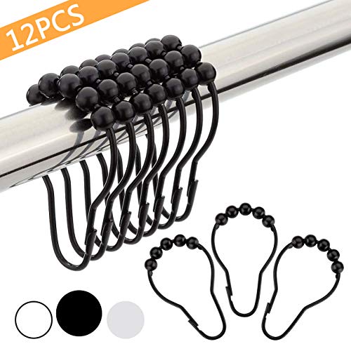 Bamyko Duschvorhang-Ringe, 12 Stück schwarz