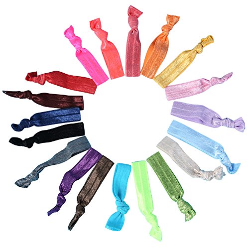 Wuiyepo Women 100 Pcs / lot Candy Color Ribbon Ponytail Holder Elastic Band / Hair Ties Girl Hair Accessories