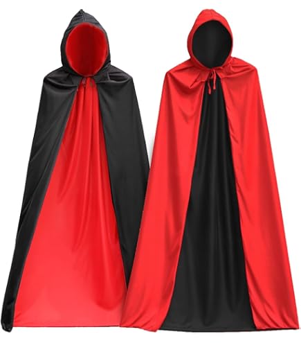 Cappa Da Vampiro Double-Face Nero/Rossa Con Collo Alto, Per Bambini E Adulti, 4 Taglie, Con Spilla Dracula, Per Halloween E Feste In Maschera
