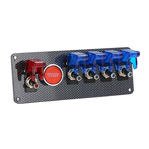 Preisvergleich Produktbild Rupse Kfz Auto Rennrad 12V Schalter RV Toggle 4 blau +1 rot LED Panel Schalter