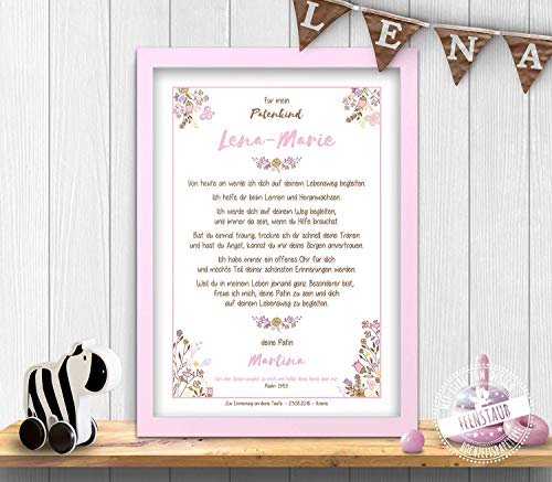 Patenbrief Taufbrief Geschenk Taufe für Patenkind von Taufpatin, personalisierbar Taufgeschenk