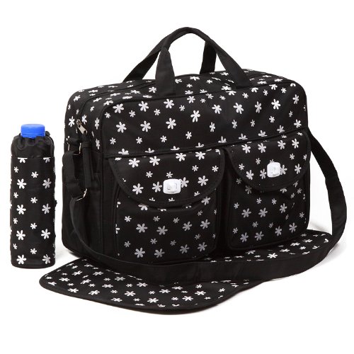 Black 3pcs Baby Diaper Nappy Changing Bag Set B:Daisy Design