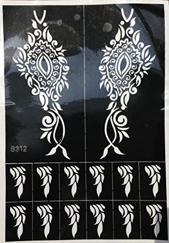 4 Sheets Tattoo Body Art Mehndi Schablonen Henna Designs Set Tally für Körpetbemalung - 4
