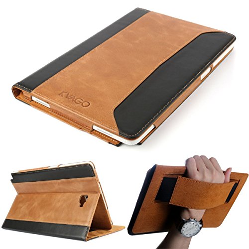 Samsung Galaxy Tab A 10.1 mit S Pen Fall, kvago Premium Echt Leder Schutzhülle mit Ständer Feature Big Card Slot Cash Inhaber Folio Flip Cover für Samsung Galaxy Tab A 25,7 cm 2016 sm-p580 P585 S Pen Version (Galaxy Tab A6 10.1) braun braun - 7