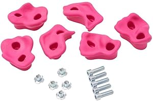 TRIBECCO Lot de 6 pierres d'escalade pour mur d'escalade, poignées d'escalade avec kit de fixation, différentes formes, taille 8 x 11,5 cm, en plastique, pour l'escalade en extérieur et en intérieur