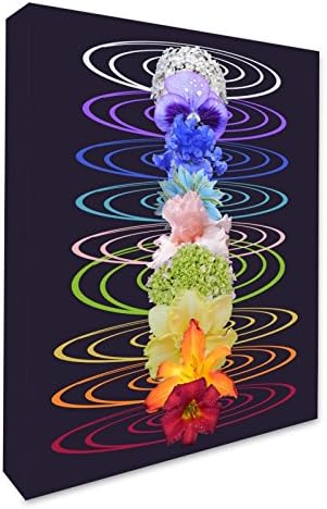 Chakra Flowers Wall Picture Meditation Yoga Blue Wall Canvas Print (A1 (20x30) inch)