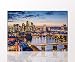 Produktbild Stadtbild "Frankfurt am Main" 80 x 120cm auf Leinwand und Holzkeilrahmen (Stadt, Skyline, Frankfurt, Fluß Main, Brücken, Dämmerung, Wolkenkratzer, Häusermeer Häusermeer, Fernsehturm) - Beste Qualität, handgefertigt in Deutschland - Ganz einfach auspacken, aufhängen und freuen -