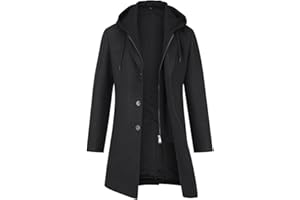 YOUTHUP Cappotto di Lana da Uomo Slim Fit Spessore Cappotti Con Cappuccio Rimovibile Elegante Invernale Trench Coat