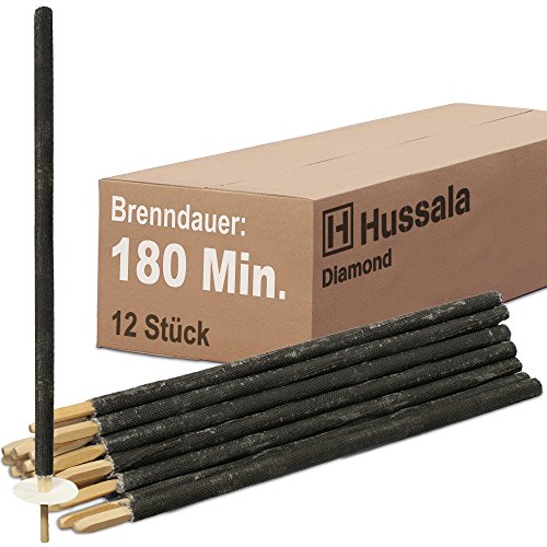 Hussala Diamond Party XXL Wachsfackeln Brennzeit 180 min Garten-Fackeln [12 Stück]