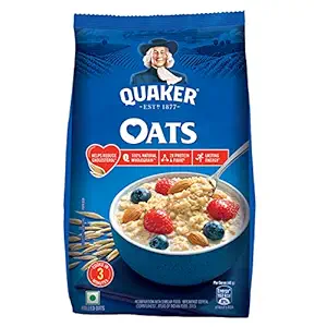 Quaker Oats 1kg, Rolled Oats Natural Wholegrain, Nutritious Breakfast Cereals, Dalia Porridge, Easy to Cook