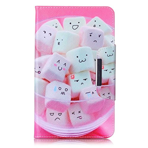 für Samsung Galaxy Tab 4 7.0 Hülle Leder Emoji Zuckerwatte Muster,SKYXD [Auto Schlaf/Wach Funktion] PU Folio Klappbar Schutzhülle [Standfunktion/Brieftasche Kartenfach/Magnet] Klapphülle mit [Katze Handyanhänger + Eingabestift] 3 in 1 Zubehör Handy Tasche Etui for Samsung Galaxy Tab 4 7.0 Zoll T230 T231 T235 Bookstyle Flip Case Leather Cover With [Stylus and Dust Plug] - 2