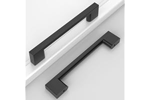 Amerdeco 8 Pièces Poignee de Meuble Cuisine Noir 128mm Alliage de zinc Poignées Meubles avec Vis, pour Bureaux, Tiroirs, Armoires, Placard UK0036