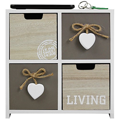 Mini Kommode Schrank Living mit 4 Schubladen 23x24x10cm Kleines Schränkchen Schubladenschrank Holzschrank für Bad Büro Haushalt