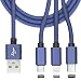 Produktbild mobilefox® 3in1 Multi Ladekabel 3 Anschlüsse 8 Pin Lightning + Micro-USB + Type C Stecker Kabel für LG V10 V20 V30 Blau