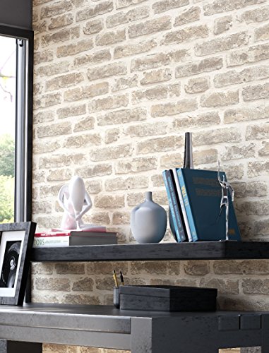 Steintapete Vliestapete Grau Creme , schöne edle Tapete im Steinoptik , moderne 3D Optik für Wohnzimmer, Schlafzimmer oder Küche inklusive Newroom Tapezier Profibroschüre, mit Tipps für perfekteWände - 3