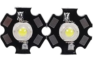 Othmro High Power LED Light Star Chip White 1W 3.0-3.7V 350mA Aluminum Base 5.22mm Heatsink High Bright Integrated Chip LED Bulb DIY 2 PCS