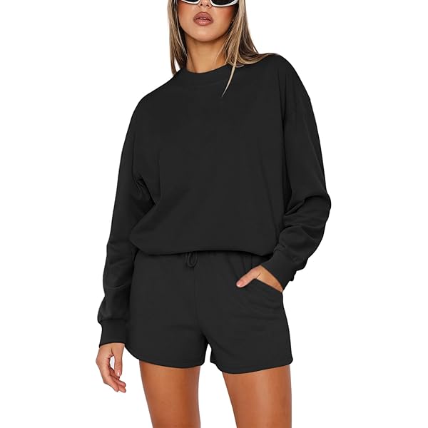 VUTRU Damen Jogginganzug Zweiteiler - Baumwolle Mix Weithose Mit Taschen