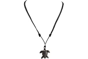 BlueRica Sea Turtle Pendant on Adjustable Black Rope Cord Necklace