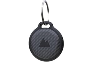 elkson Air Tag Holder for Apple AirTag, Keychain AirTags Case with Stainless Steel Key Ring, Protective Airtag Holder Case Cover, Holders for Dog Collars, Car Keys, Backpacks, R Series, Black