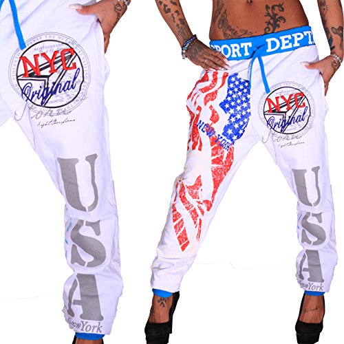 Damen lange Trainingshose | NYC (S-fällt größer aus, Weiß)