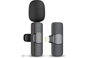LUHWYJA Microfono Wireless per iphone, Mini Microfoni Audio Chiaro, Microfono Lavalier per Registrazione Video, Intervista, Streaming Live