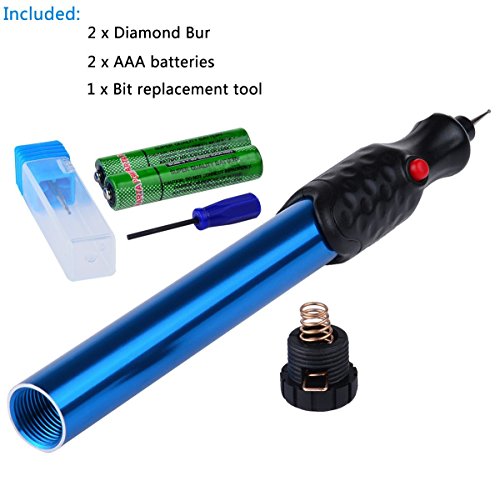 Elektrische Gravur Gravierstift Carve Werkzeug für DIY Schmuck Schmuck Metall Glas – (Cordless Precision Engraver mit Diamond Tip Bit) -Blue - 3