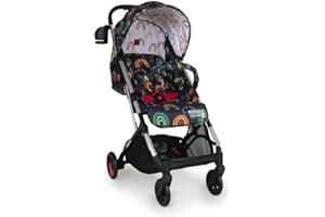 Cosatto Woosh 3 Pushchair – Lightweight Stroller from Birth to 25kg - One Hand Easy Fold, Compact, Telescopic Handle, Extra Large Shopping Basket, Cup Holder & Raincover (Disco Rainbow)