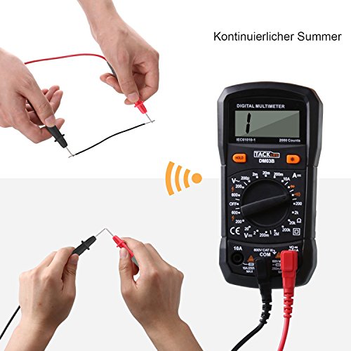 Tacklife DM03B Klassisches Digital Multimeter(Spannungsmesser, Stromprüfer, Widerstand, Temperaturmessung)Multitester mit Hintergrundbeleuchtung - 5