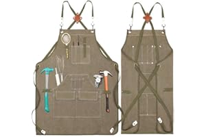 Theuwnee® Grembiule da cucina con grandi tasche, Grembiule di tela con croce posteriore per gli uomini e le donne, cucina, cottura, bavaglini, durevole