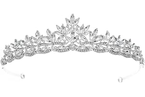 HPMAISON Tiaras Crowns For Women Silver Rhinestone Crown Girls Princess Tiaras Wedding Tiaras For Bride Floral Crowns Headband For Birthday Carnival Hen Party Halloween Christmas Hair Accessories