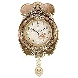 Runde Wohnzimmer stille Wanduhr komplexe klassische pastorale Schlafzimmer Schaukel Glocke Mode Persönlichkeit Uhr Tabelle antike Gold 16 Zoll A/16 Zoll