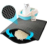 WKENSKY Katzenklo Matte, Katzenstreu Katzentoilette Vorleger mit Katzenangel, 10mm Wabendurchmesser für Feinen und Groben Katzenstreus, 45x60cm ...