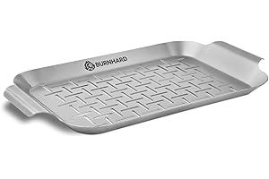 BURNHARD Bandeja para barbacoa de acero inoxidable 33x19x1,7 cm