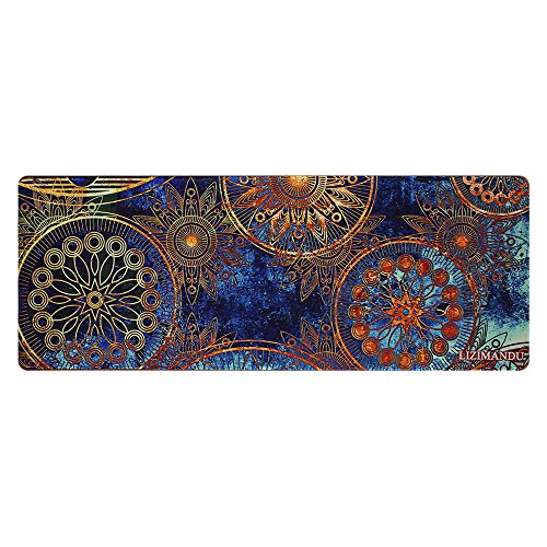 Lizimandu XXL Gaming Mauspad,Wasserdicht Control Gaming und Office Extended Mouse Pad, Abmessung 800x300x2mm,Rubber Base mit Anti-Rutsch-Funktion für Computer Schreibtisch Briefpapier Zubehör Mause Pads 31.5''×11.8''(Blaue Blume/Blue Flower)