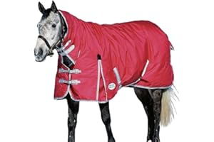 WeatherBeeta ComFiTec Classic Combo Neck Heavy Horse Rug, Red/Silver/Navy, 5'6