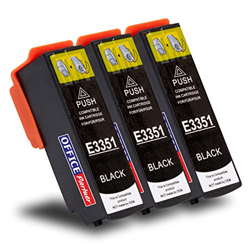 3x schwarz kompatible Druckerpatrone für Epson T3351 XL mit Chip - passend für Epson Expression Premium XP-530, XP-540, XP-630 Series, XP-635, XP-640, XP-645, XP-830, XP-900
