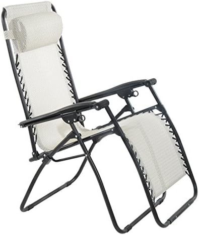 Azuma Zero Gravity Reclining Relaxer Chair Texteline Multi Position Sun Lounger Garden Outdoor Patio - Cream Chevron