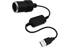 WYMECT USB A Male to 12V Car Cigarette Lighter Socket Female Converter Cable (8W Max)