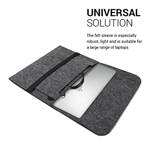 kwmobile Laptoptasche Filz Sleeve für 12,5″ 13″ 13,3″ Laptop / Ultrabook – Notebook Tasche Schutzhülle Laptop Case Hülle in Dunkelgrau mit Innentaschen Innenmaße: ca. 36,5 x 26 cm - 3