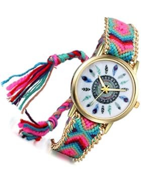 lancardo indischen Vintage Verstellbarer gewebter Schulterriemen Armband Armbanduhr Adler Wappen Feder Gold Ton...