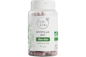 BELLE & BIO SANTÉ DES YEUX & CLARETÉ VISUELLE - Extrait de Myrtille Bio certifiée Ecocert -Pilulier de 120 gélules - Cure 1 mois - Complément Alimentaire BELLE&BIO - Fabriqué en France